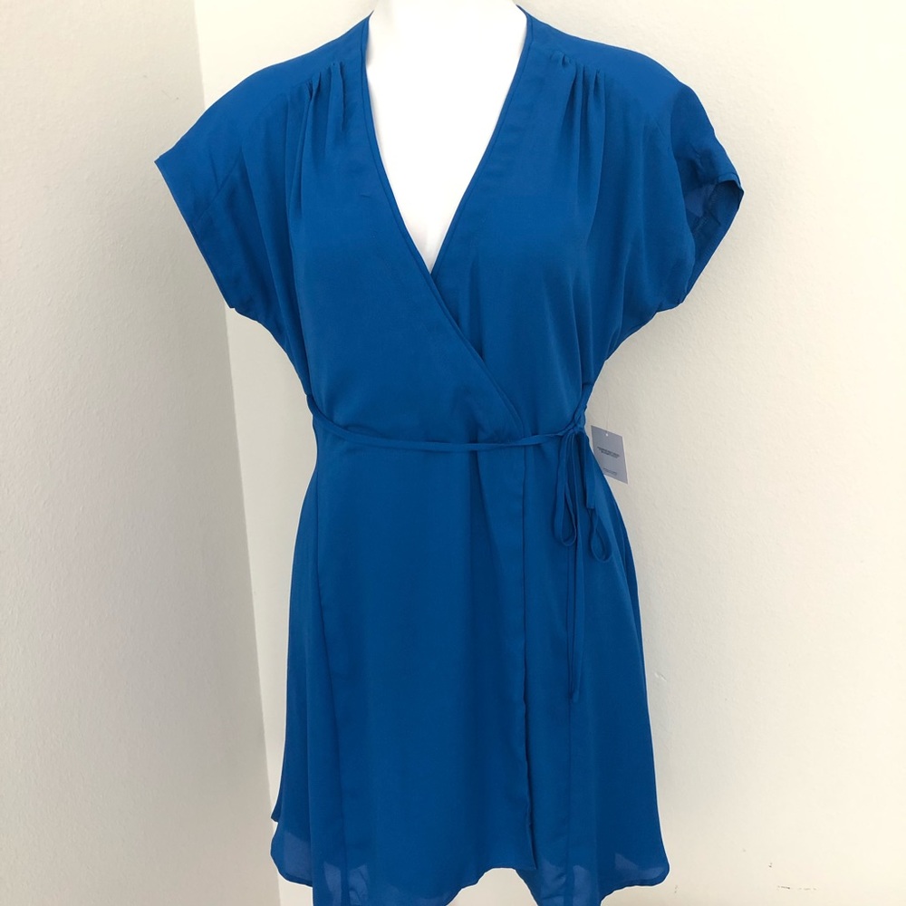 One One Six Blue Waist Tie Wrap Mini Dress Small